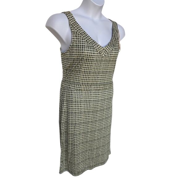 Tory Burch Green and Cream Geometric Print Silk Sheath Dress size L - Picture 6 of 12